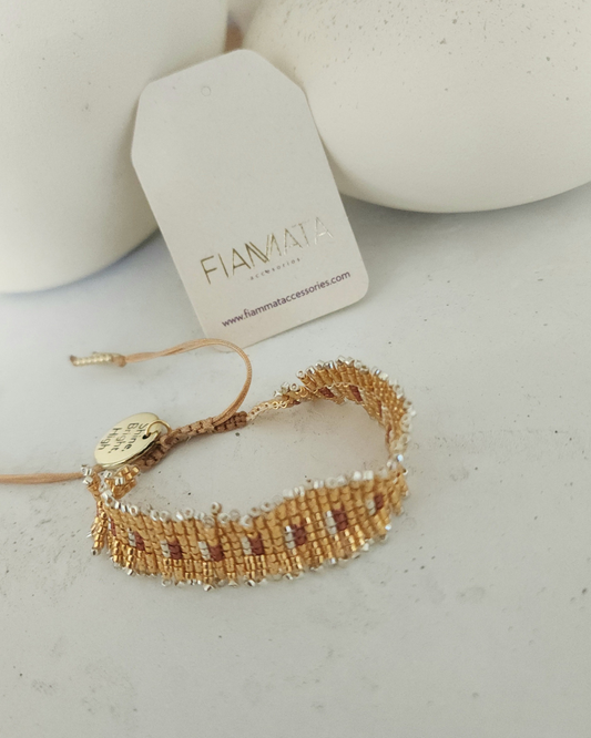 Pulsera Miyiuki Borde Flecos Metallic