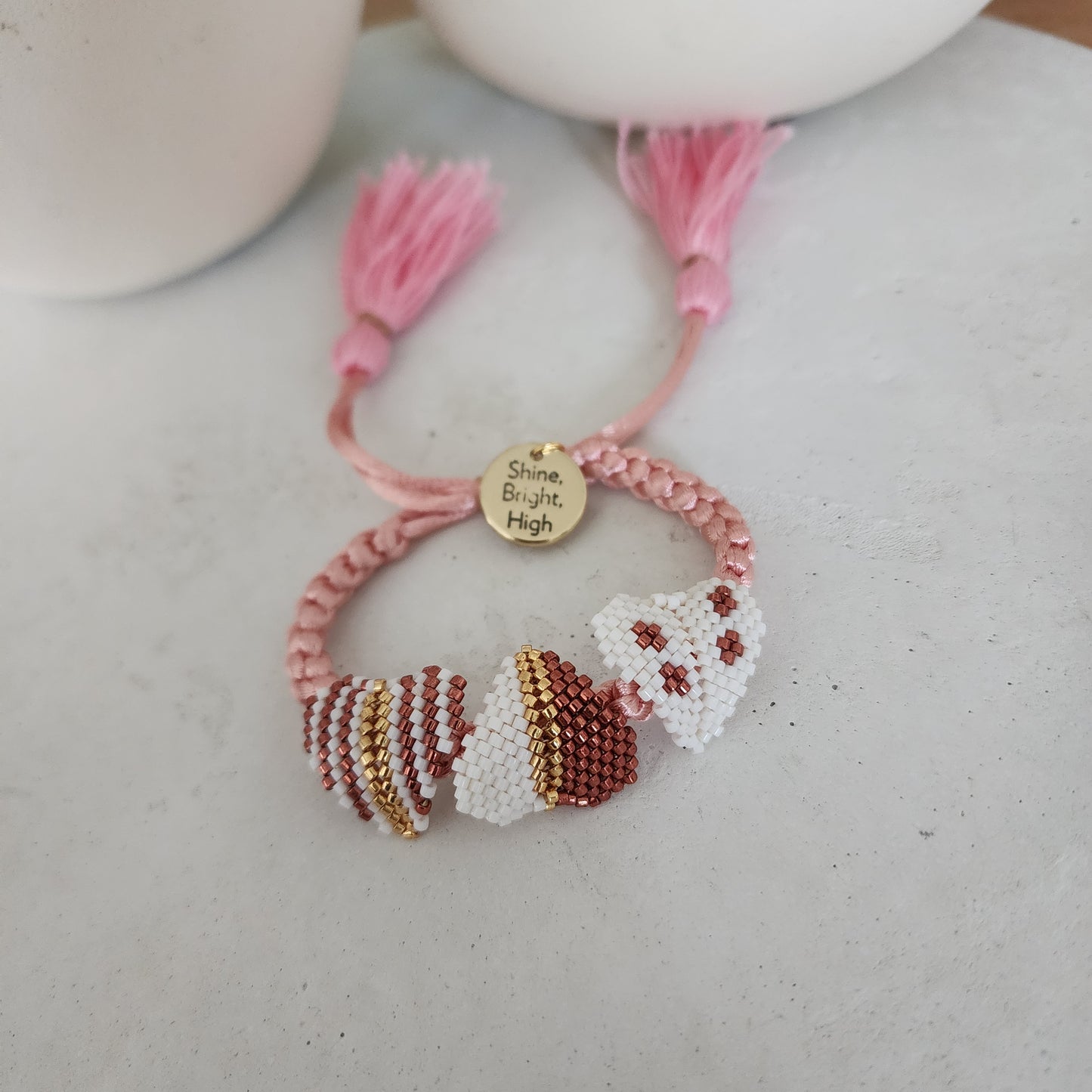 Pulsera Trenzada Corazones 3D